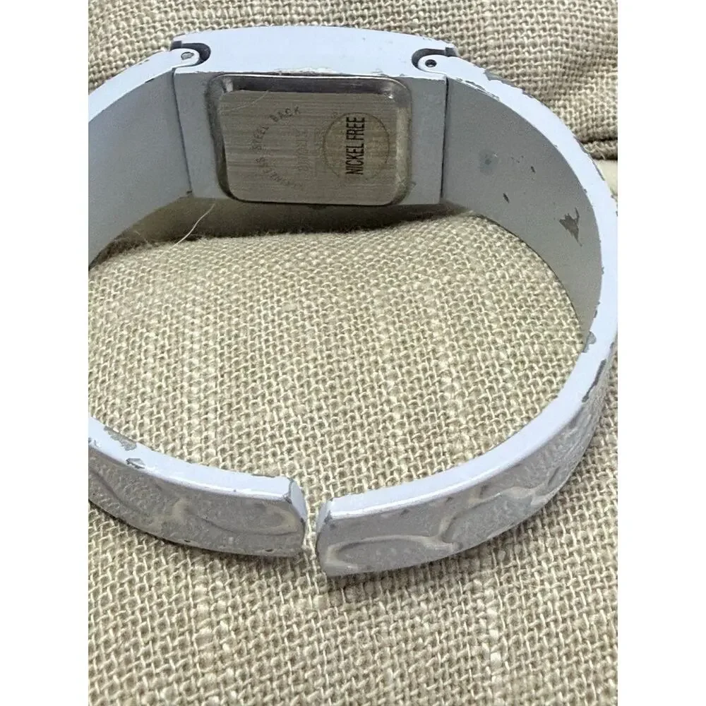 Terner Periwinkle Marbled Cuff Watch New Battery Silver Tone Quartz